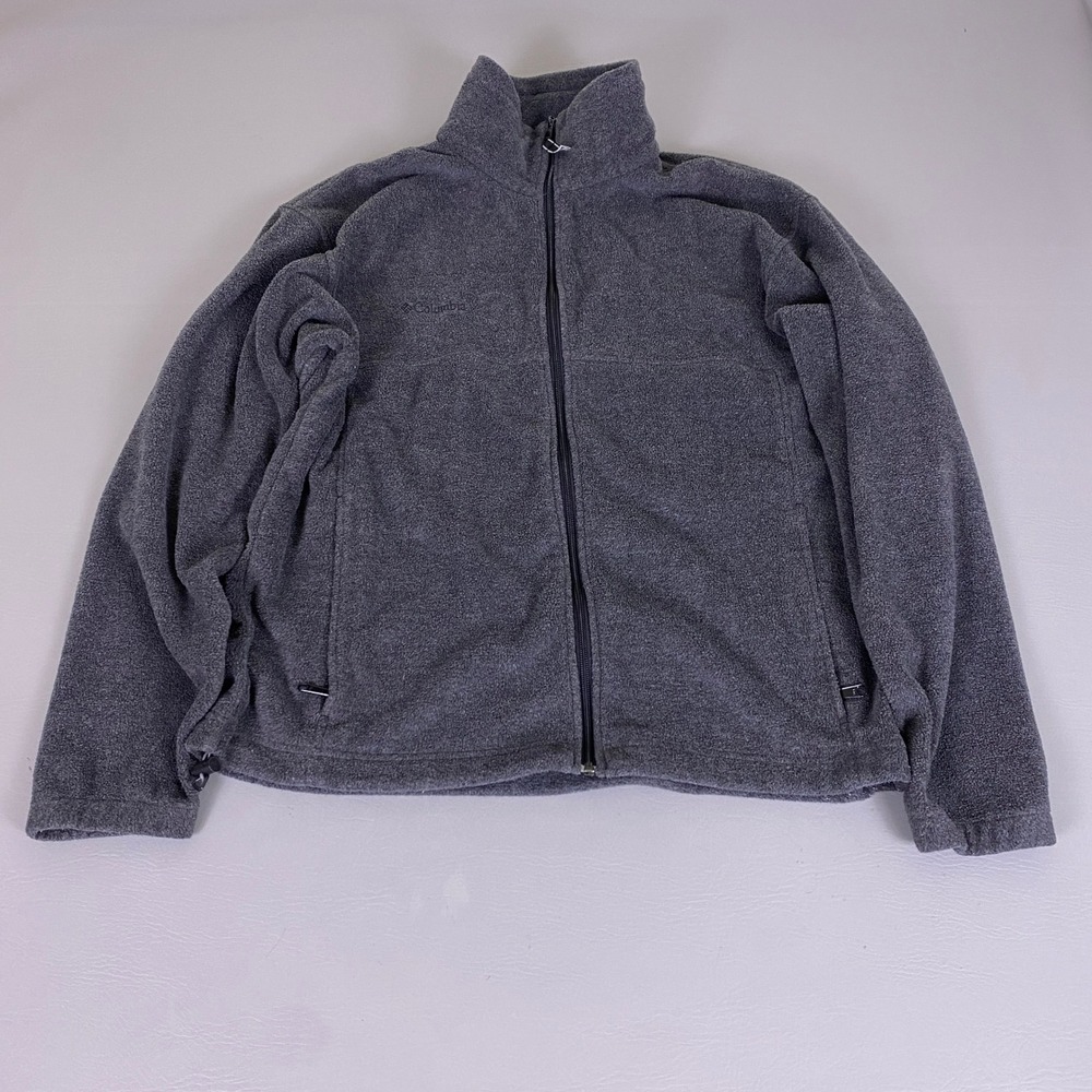 Columbia  Fleece Jacket Men's Size Large Charcoal Gray Full Zip Mock Neck